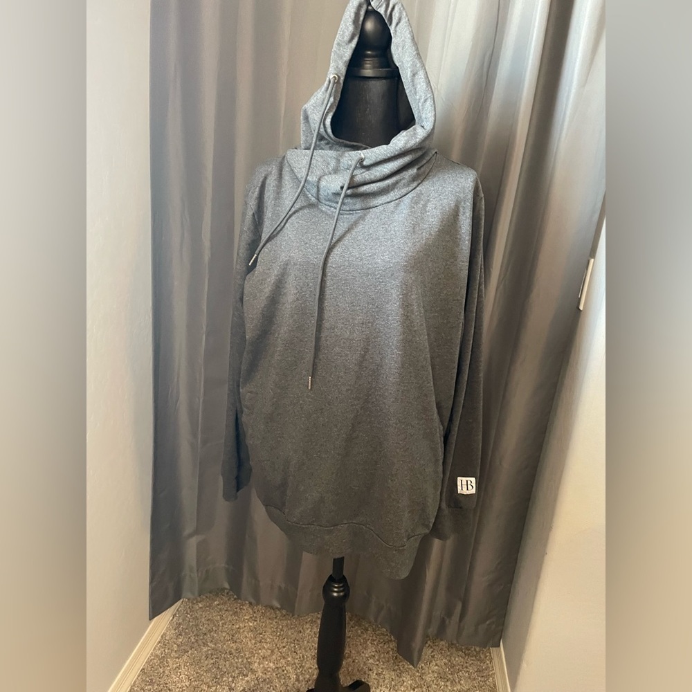 227. Hazel Blues Hoodie, Heathered Grey, Size 1X, EUC